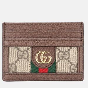 Gucci Ophidia Brown and Beige Leather Card Holder